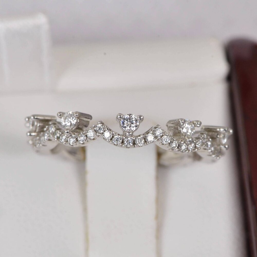 Real Moissanite Ring Diamond Crown Eternity Band Ring